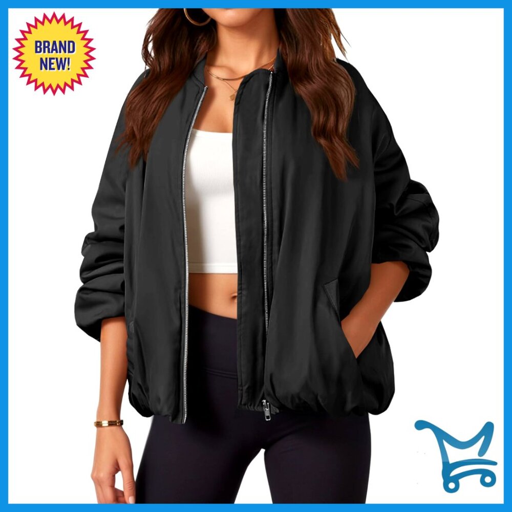 Oversized Bomber Jacket Fully Lined Winter Coat C… - image 1